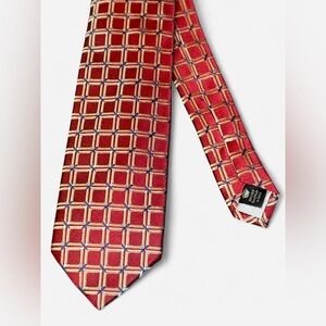 Countess Mara 100% Silk Red Geometric Pattern Necktie